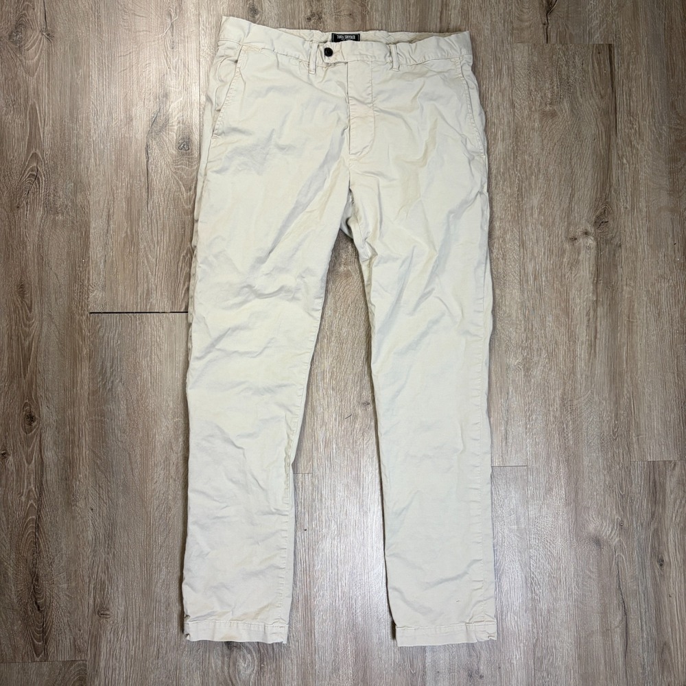 Todd Snyder Mens Chino Pants 34x30 Beige Cream Slim Tapered Cotton Blend